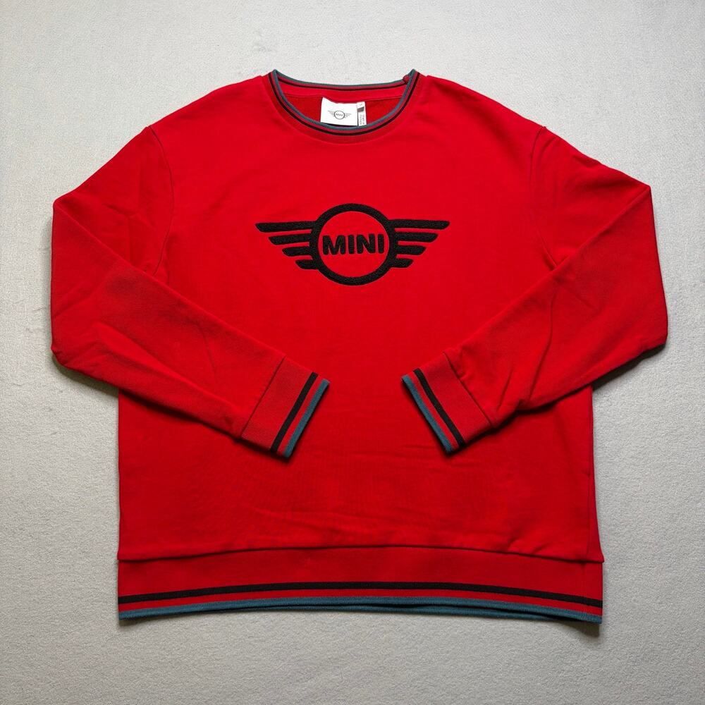 MINI Cooper Red Crewneck Sweatshirt Mens Medium Embroidered Logo Pullover